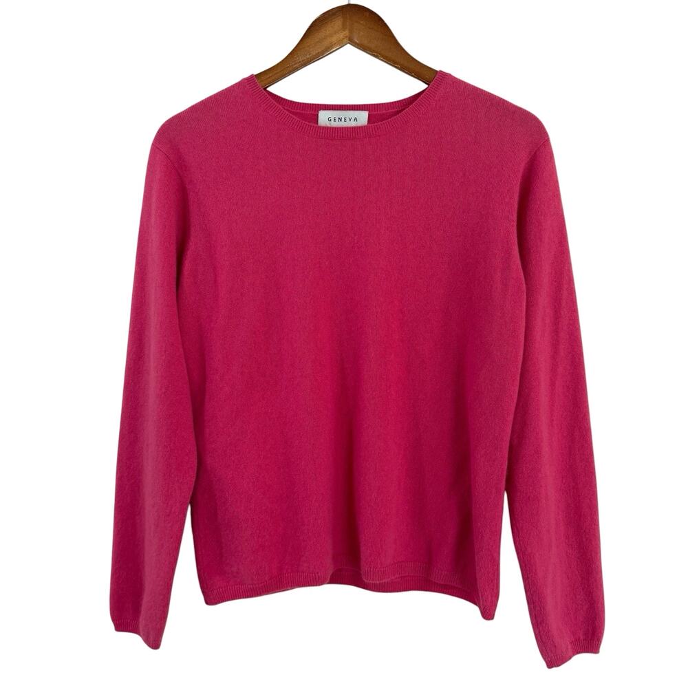 Geneva Pink 100% Cashmere Sweater L Crewneck Pullover Quiet Luxury Minimalist
